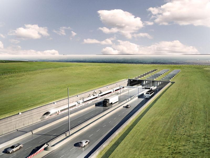 Eine Visualisierung des geplanten Fehmarnbelt-Tunnels zwischen Deutschland und Dänemark.