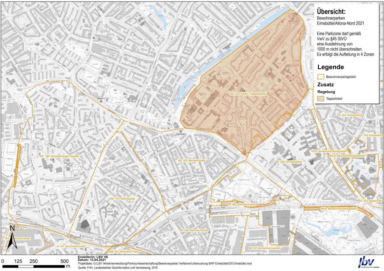 Hamburg: Die Karte zeigt die neuen Bewohnerparkzonen in Eimsbüttel und Altona-Nord. 