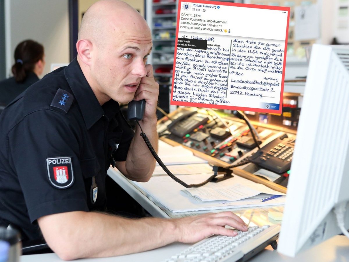 Hamburg Polizei Postkarte Facebook Twitter