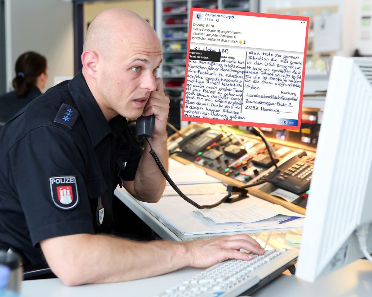 Hamburg Polizei Postkarte Facebook Twitter