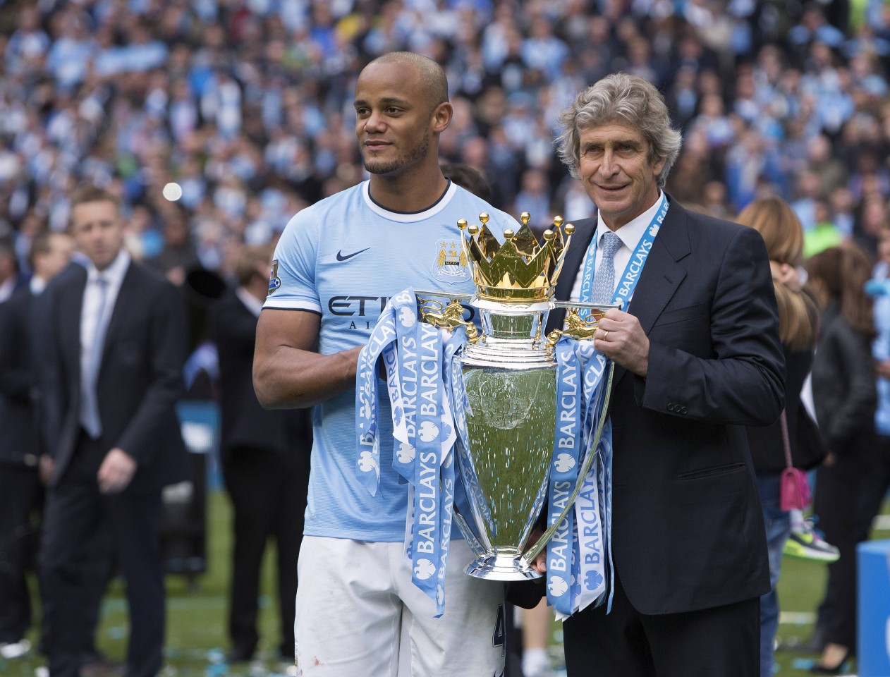 Mit Manchester City holte Kompany vier Mal die Meisterschaft (hier 2014).