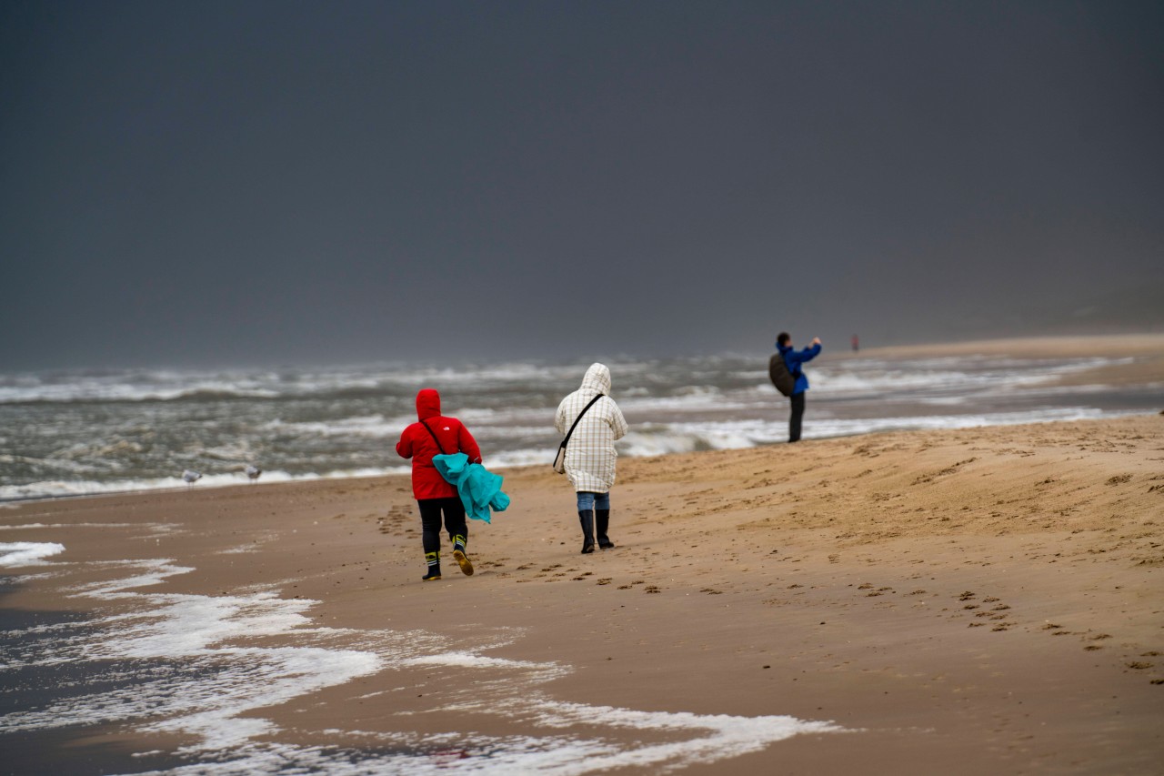 Spaziergänger am Nordsee-Strand