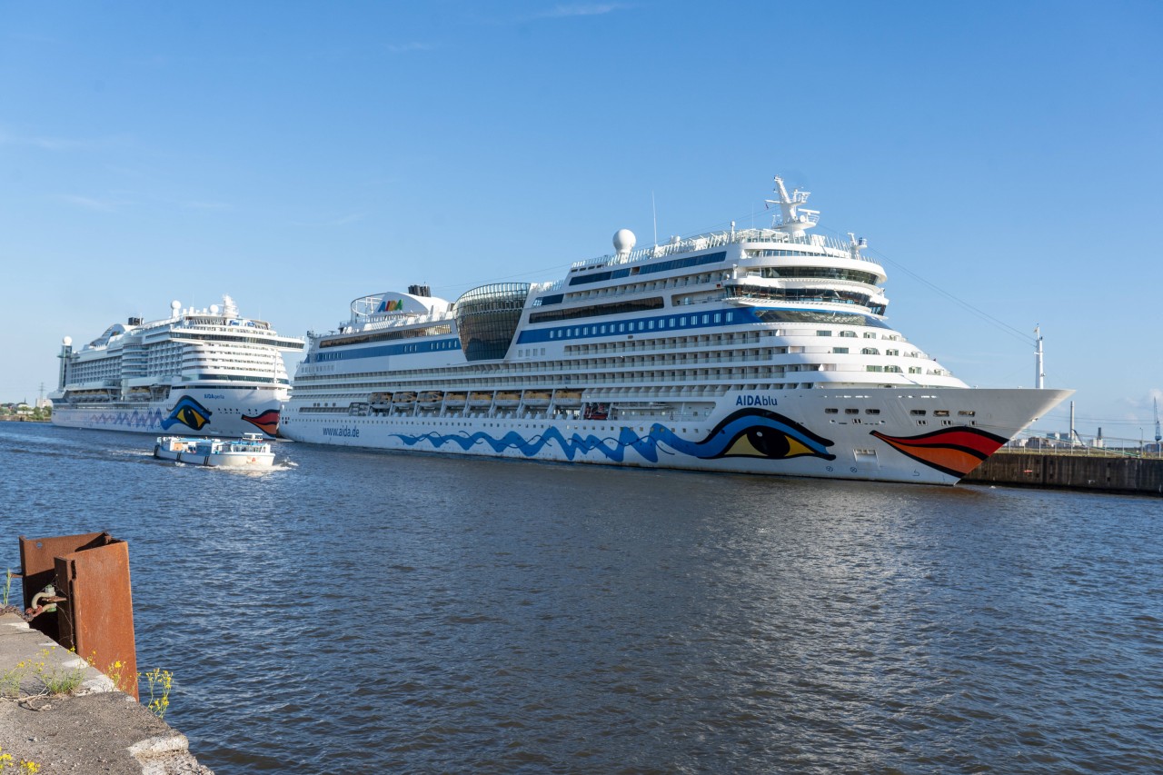 Die „Aida Blu“ im Hamburger Hafen.