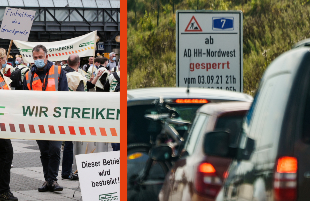 Hamburg A7 Autobahn Sperrung Bahn Streik Wochenende Stau verkaufsoffen