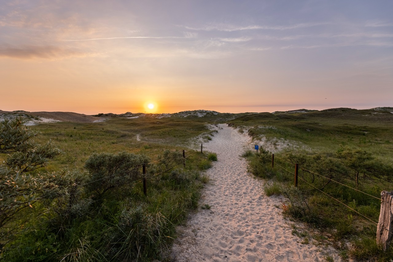 Sonnenuntergang in den Dünen am Ostheller von Norderney.