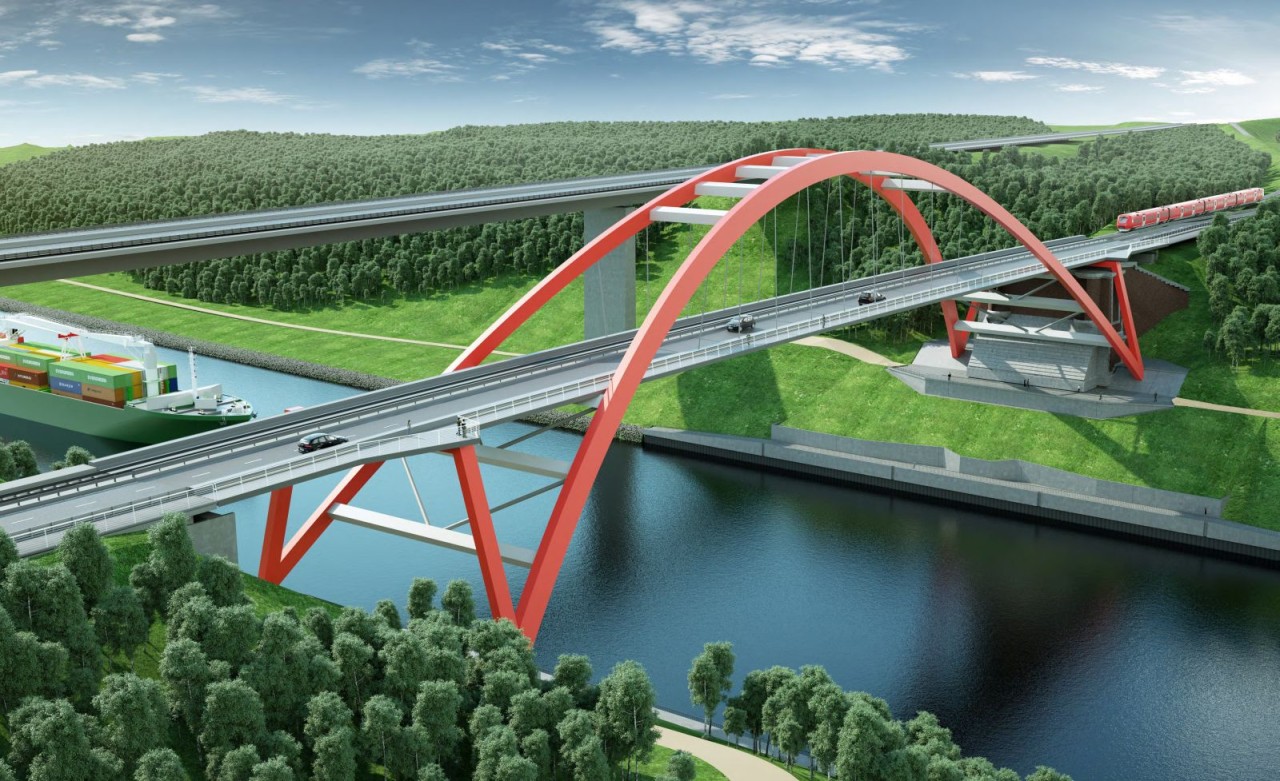 Entwurf für den Neubau über den Nord-Ostsee-Kanal.