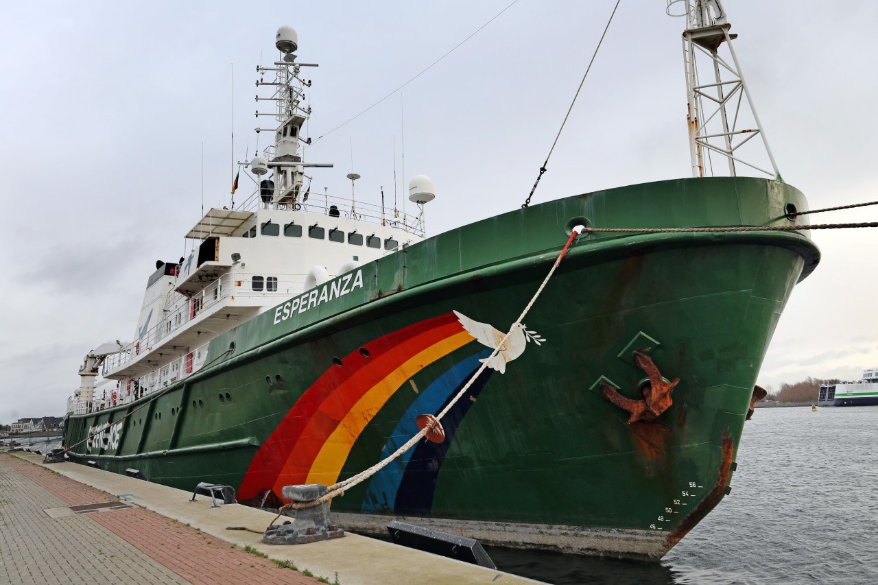 Das Schiff von Greenpeace an der Ostsee.