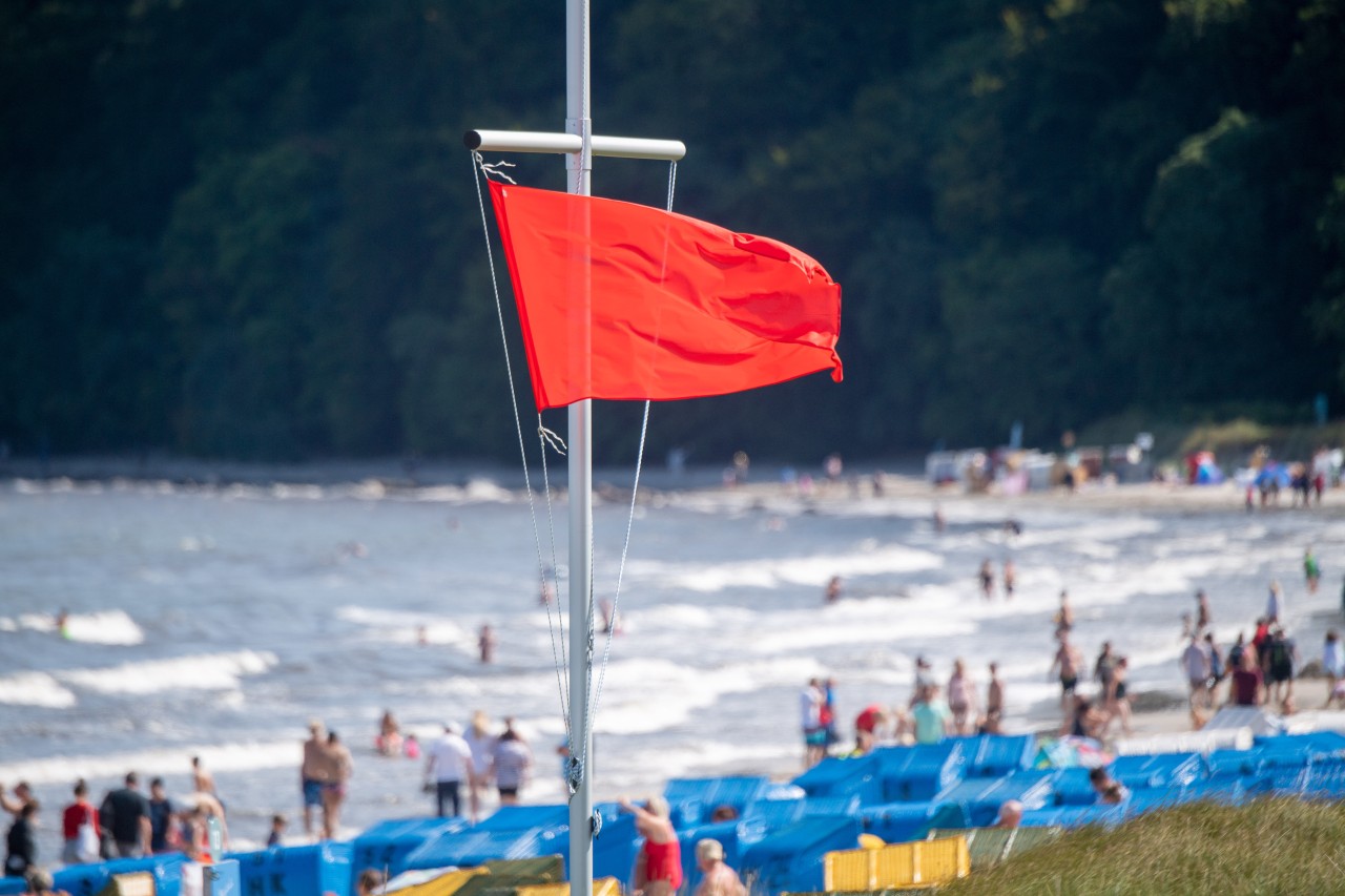 Trotz roter Fahne hieß es für viele Menschen: ab in die Ostsee!