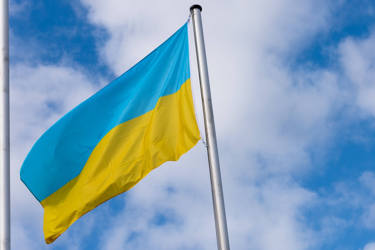 Ukraine-Flagge in Hamburg.