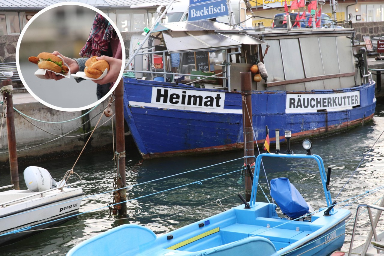 Der Räucherkutter Heimat II im Hafen von Sassnitz auf Rügen ist bei vielen beliebt. 