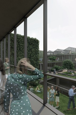 Hamburg: Viel Grün für das graue Gebäude sieht dieser Entwurf vor.