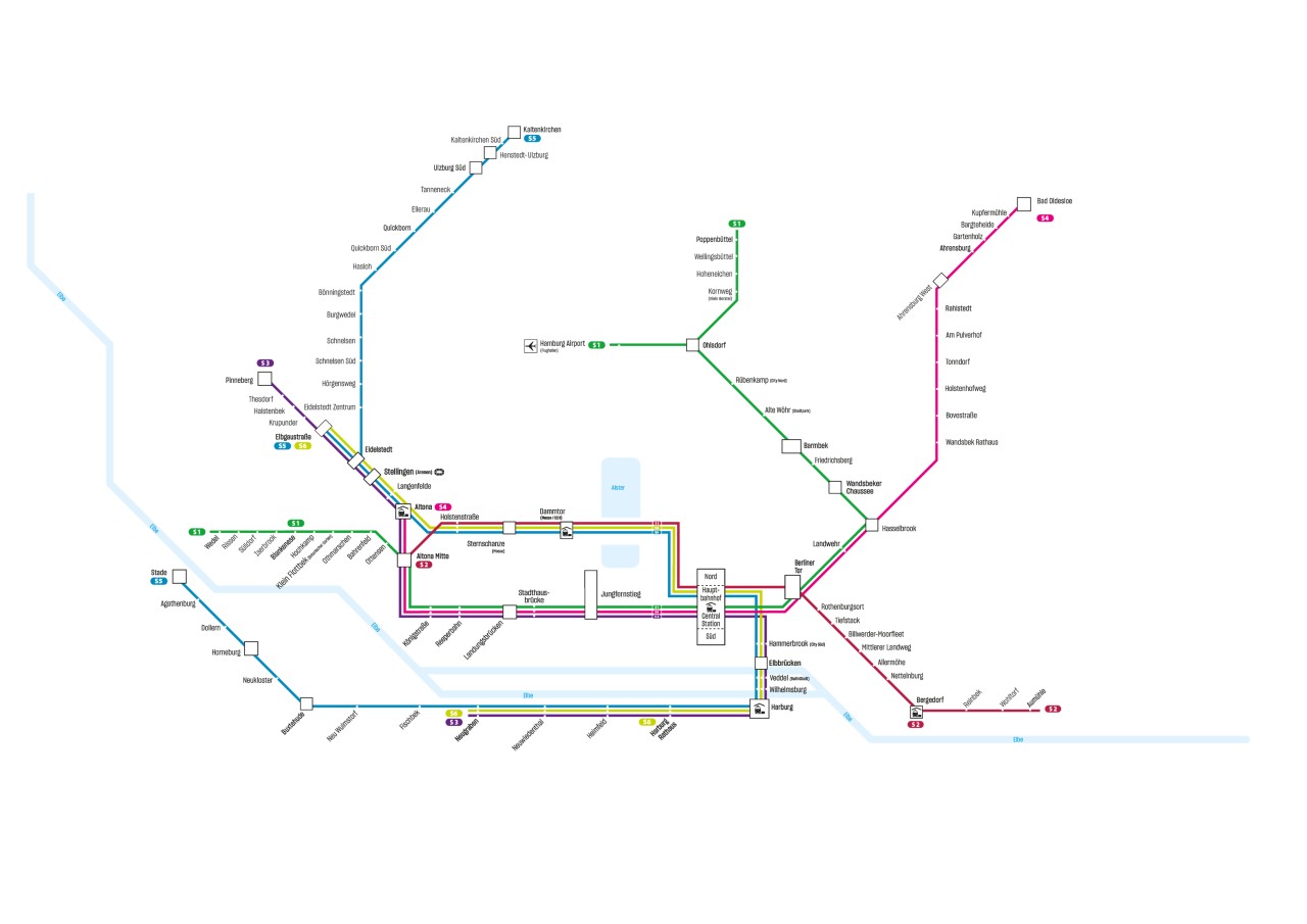 Das HVV Netz in Hamburg soll bis 2030 voraussichtlich so aussehen.