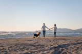 Pärchen am Strand mit Hunden